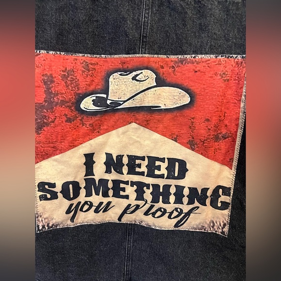 Upcycled Morgan Wallen You Proof Black Oversized Embroidered Jean Jacket NWOT - Picture 12 of 12